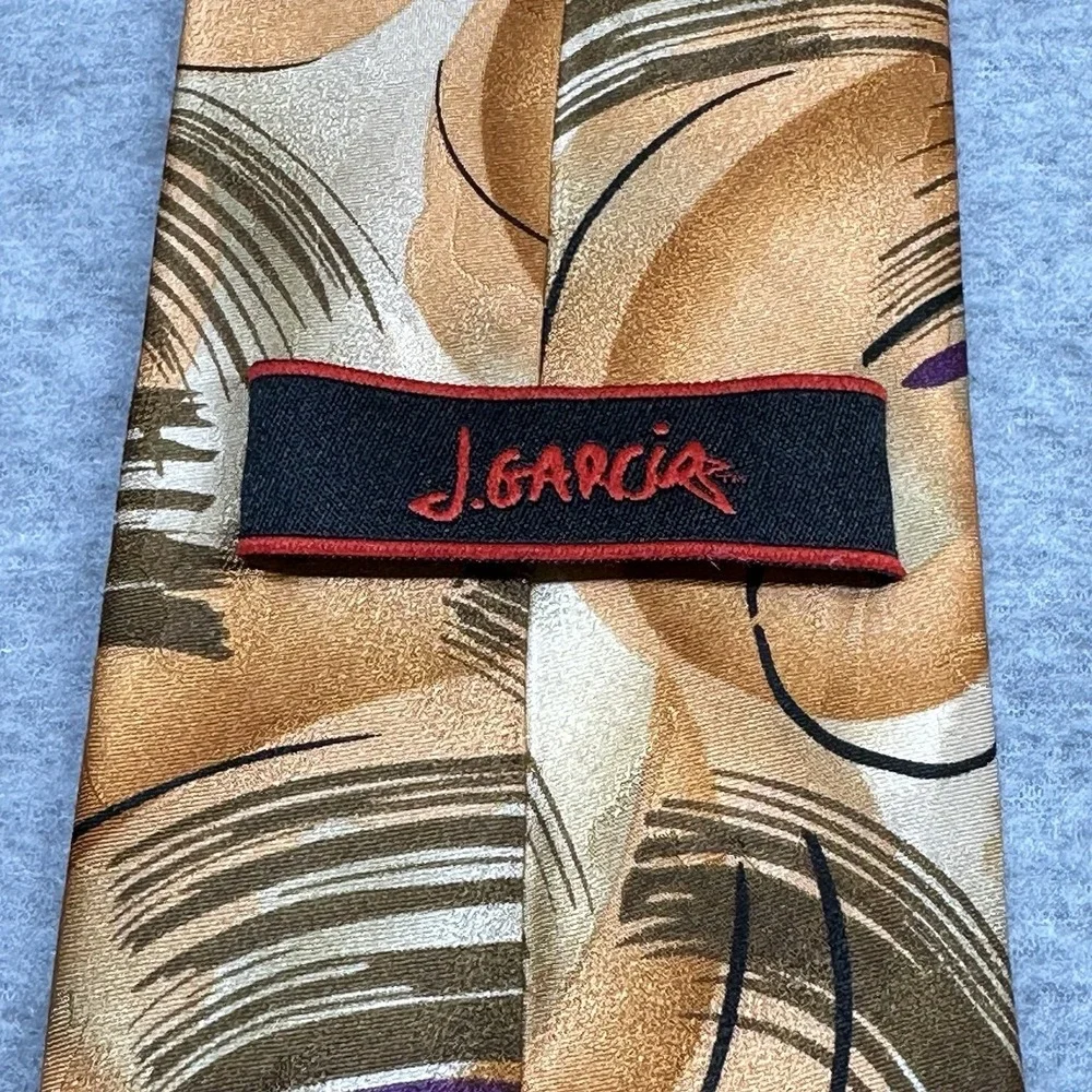 J Garcia Necktie‎ Tie Abstract Peach Gold Silk Duckworm Alarm Limited Edition